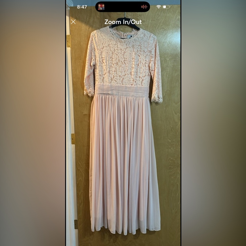 Chiffon & Lace Maxi Dress in Blush Pink dainty jewels